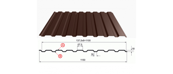 Профнастил коричневый оцинкованный  RAL 8017 С-20 купить недорого в Новом Быте